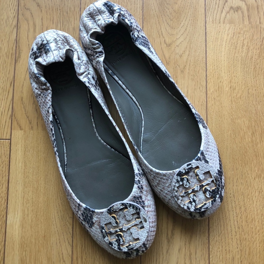 Tory Burch Snakeskin Reva Ballet Flats